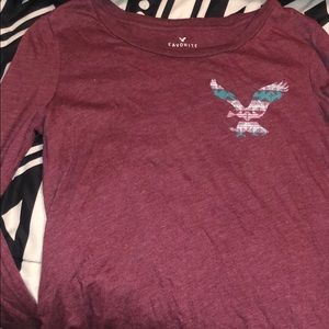 Maroon long sleeve american eagle shirt